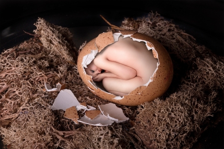 Woman Hatching from her egg !!! - egg, model, rocks, naked