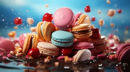 Colorful  macarons - Bakery, Sweet, Flavor, Food