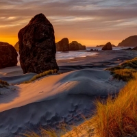 Oregon Dunes and Sea Stacks at Sunset