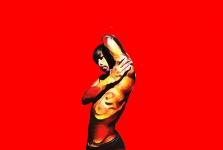 Little red riding hood - art, lad, loud colour, mondli alfred, nude, pop art, pose, red, sensual, sex