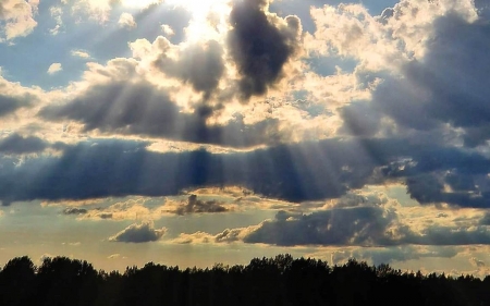 Rays from Above - clouds, Latvia, sky, sunbeams