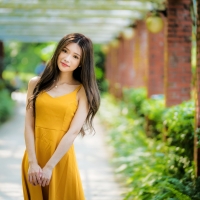 Asian Beauty in a Yellow Dress