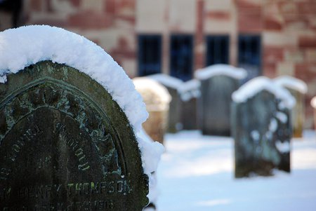 Here, You Are Never Alone... - death, alone, cemetery, snow, grave