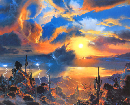 Dale Terbush 'What Shall We Dream of Tomorrow' - clouds, heaven, blue, dream, tomorrow, painting, dale terbush, art, sun, sky