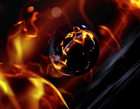 Night Fire - 3d and cg, abstract, black