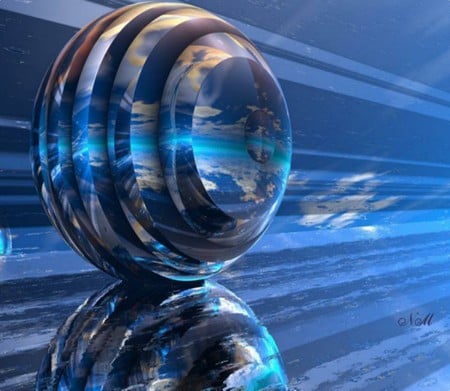 3D Mirror - 3d and cg, abstract, blue