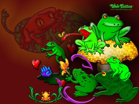 frogs - green, wallpaper, frogs