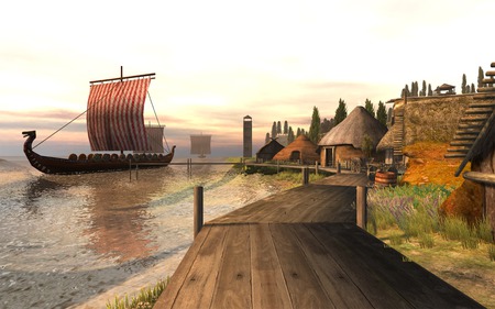 viking adventere - homes, village, long boats