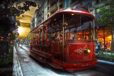 Cable car - ride, people, red, cable car