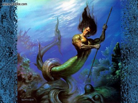 Merman against Octopus - boris, man, bell, julie, valejo, octopus, fight, spear, fish