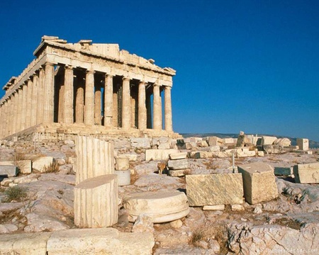 Acropolis, Athens, Greece - monument, columns, greek, greece, athens, architecture, rocks, sky