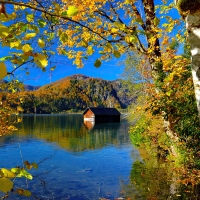 Almsee lake in autumn