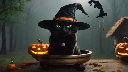 Halloween Cat's - felines, spooky, halloween, cats, animals