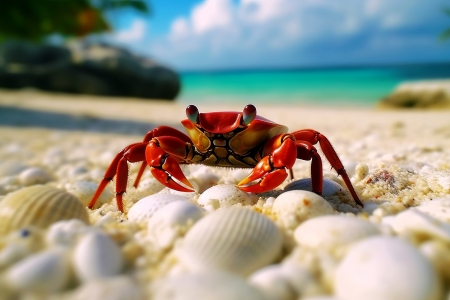 AI Art of a Crab on the Beach