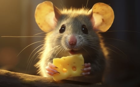 :) - neuroset, animal, fantasy, yellow, mouse, cheese