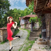 Beauty Posing in a European Village