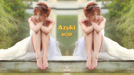 Azuki Bride - Bride, Legs, Brunette, Dress, Asian, Mirror, Azuki