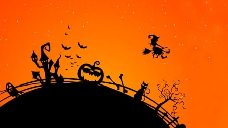 Halloween Silhouette - witch, halloween, silhouette, pumpkin