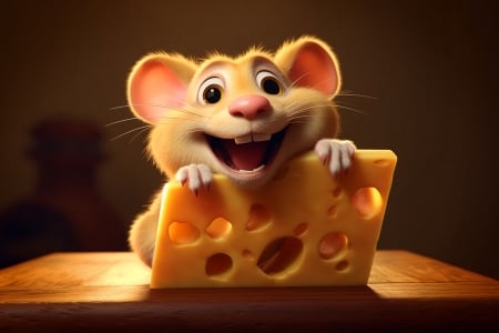 :) - smile, fantasy, neuroset, yellow, mouse, cheese, happy