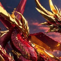 Maroon And Gold Dragon