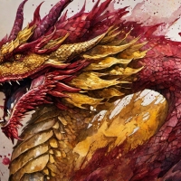 Maroon And Gold Dragon