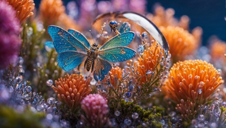 Underwater butterfly - underwater, butterfly, fairy, ocean, art