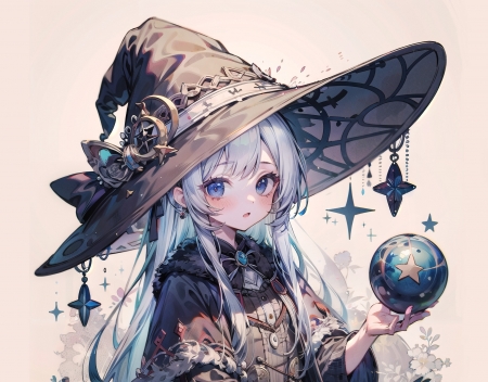 Witch - anine, girl, hat, manga, witch