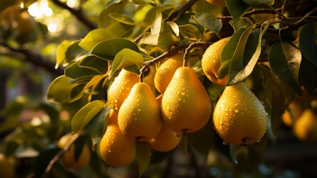 Pears - Pears, Fruits, Foliage, Drops