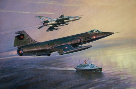 F-104 Starfighter and Mig-21 - f104 starfighter, jet, jets, mig 21