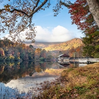 Autumn over the Boat Dock Vogel State Park, Blue Ridge Mountains, Georgia