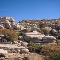 Layered rock formations in the Torqual de Antequera, Spain