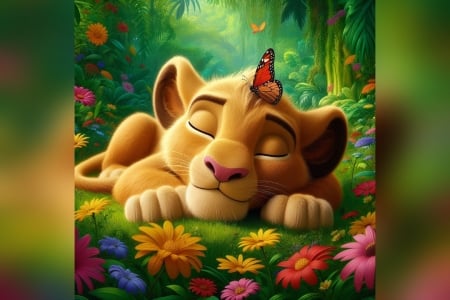 Simba - butterfly, abstract, disney, Simba