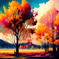 Autumn landscape with colorful trees