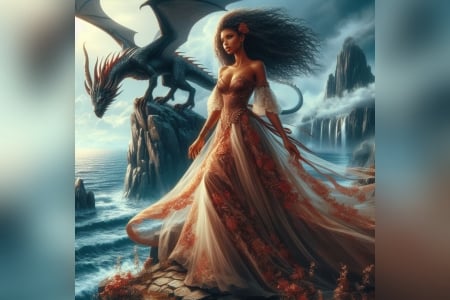 Woman and dragon - fantasy, dragon, cool, woman