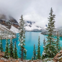 Moraine lake in winter