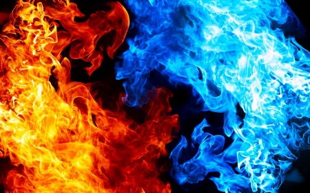 Colorful flames - abstract, black, blue, colorful, fire, flame, red, texture, yellow