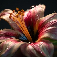 A single flower with droplets