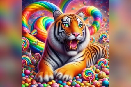 Rainbow tiger - Rainbow, candyland, tiger, animals