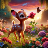 Bambi and the rose