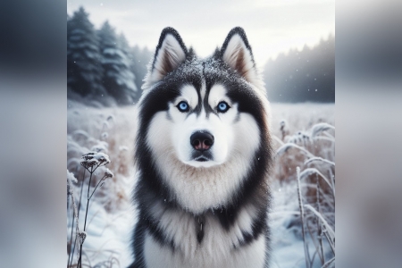 Husky in snow