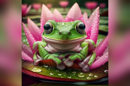 Frog and lillly pad - Frogs & Animals Background Wallpapers on Desktop