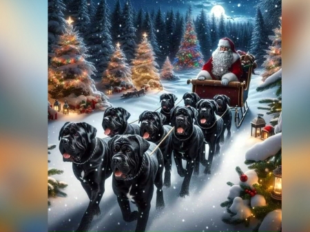 Merry Christmas - cane corso, christmas, dog, snow, white