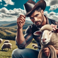 Cowboy and his sheep