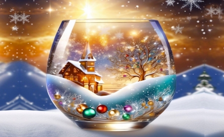 Christmas Scenic Glass - 3D and CG & Abstract Background Wallpapers on