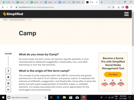 The Definition of Camp: Understanding Its Meaning in the Social Media Glossary | Simplified - definition of camp slang, full meaning of camp, what does the slang word camp mean, what does the term camp mean