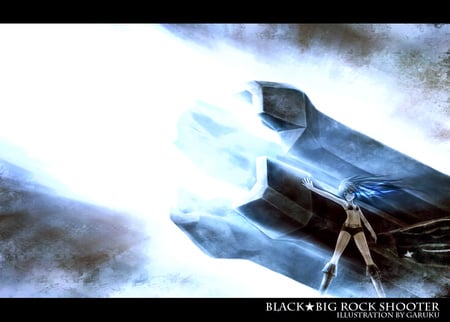 shoot for the sky  - gun, blue light, black rock shooter