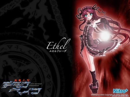 Ethel - bright light, pretty, red, magic, black, chobits