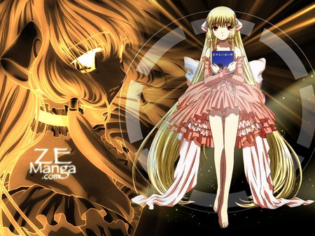 Study hard - pretty, manga, anime, chobits, golden, long hair