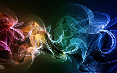 Rainbow smoke - red, blue, green, colors, black