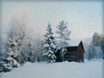 	A cottage in the snow